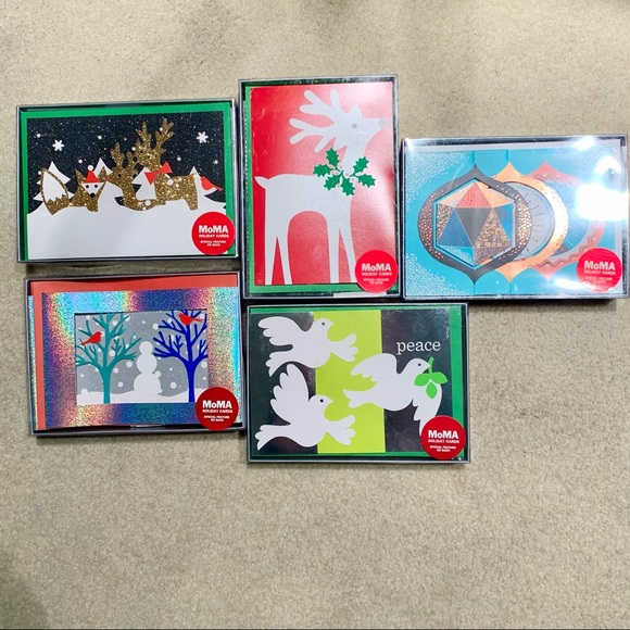 New MOMA 3D Pop- Up Holiday Christmas Cards Red Reindeer Duet 8 card envelope - Picture 3 of 3